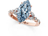Rose gold Fancy Blue Marquise Cut Diamond Solitaire Ring with Side Stones and Four-Prong Setting_80