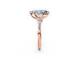 Rose gold Fancy Blue Marquise Cut Diamond Solitaire Ring with Side Stones and Four-Prong Setting_81