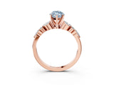 Rose gold Fancy Blue Marquise Cut Diamond Solitaire Ring with Side Stones and Four-Prong Setting_82