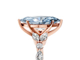 Rose gold Fancy Blue Marquise Cut Diamond Solitaire Ring with Side Stones and Four-Prong Setting_84