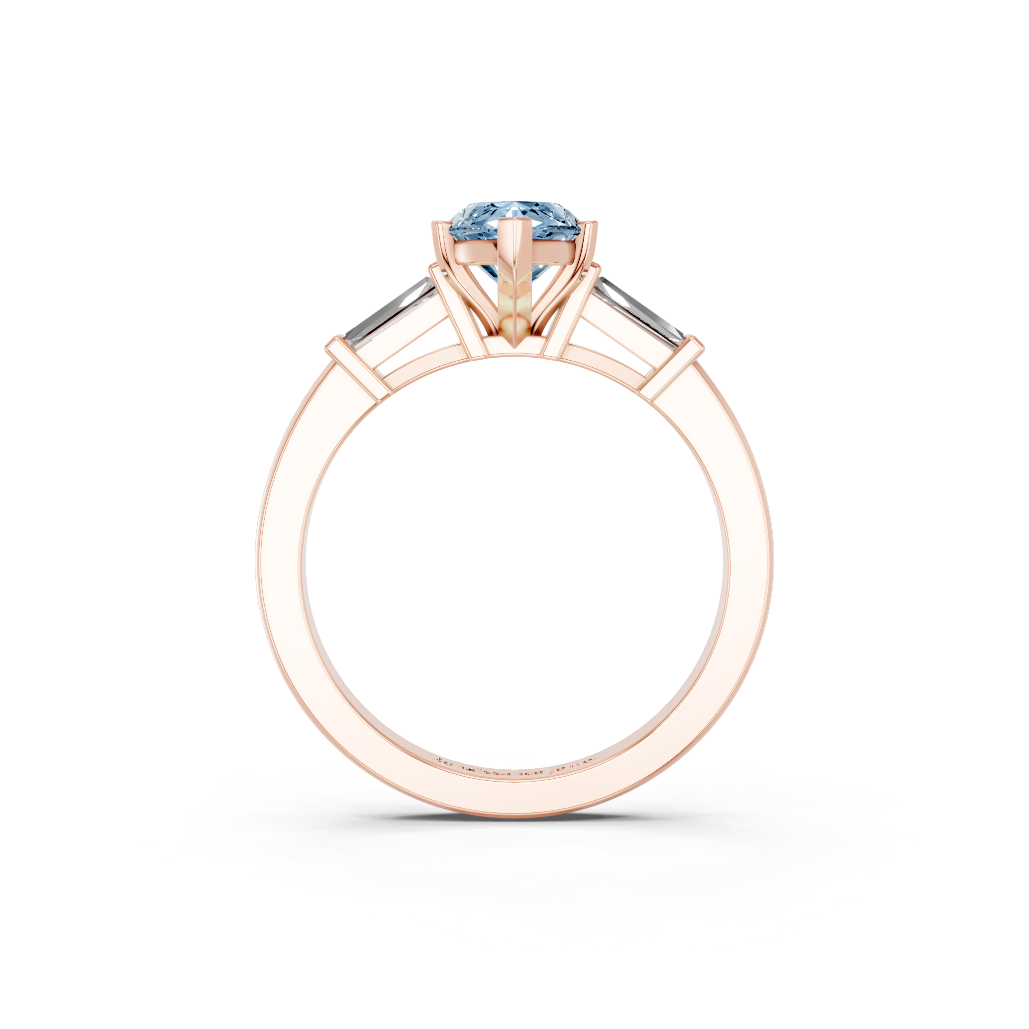 Rose gold Fancy Blue Marquise  Cut Diamond Solitaire Ring with Tapered Baguette Accents and Four-Prong Setting_7