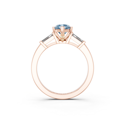 Rose gold Fancy Blue Marquise  Cut Diamond Solitaire Ring with Tapered Baguette Accents and Four-Prong Setting_7