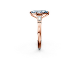 Rose gold Fancy Blue Marquise  Cut Diamond Solitaire Ring with Tapered Baguette Accents and Four-Prong Setting_82