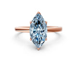 Rose gold Fancy Blue Marquise Cut Diamond Solitaire Ring with Thin Band and Prong Setting_12