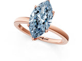 Rose gold Fancy Blue Marquise Cut Diamond Solitaire Ring with Thin Band and Prong Setting_13
