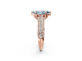Rose gold Fancy Blue Marquise Cut Diamond Solitaire Ring with Three-Row Pavé Band and Four-Prong Setting_38