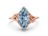 Rose gold Fancy Blue Marquise Cut Diamond Solitaire Ring with Twist Band and Four-Prong Setting_76