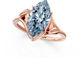Rose gold Fancy Blue Marquise Cut Diamond Solitaire Ring with Twist Band and Four-Prong Setting_77