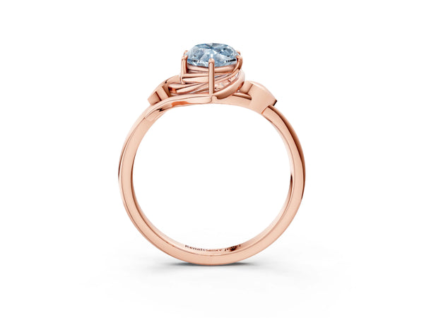 Rose gold Fancy Blue Marquise Cut Diamond Solitaire Ring with Twist Band and Four-Prong Setting