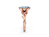 Rose gold Fancy Blue Marquise Cut Diamond Solitaire Ring with Twisted Band and Prong Setting_224