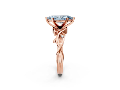 Rose gold Fancy Blue Marquise Cut Diamond Solitaire Ring with Twisted Band and Prong Setting_224