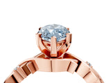 Rose gold Fancy Blue Marquise Cut Diamond Solitaire Ring with Twisted Band and Prong Setting_226