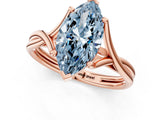 Rose gold Fancy Blue Marquise Cut Diamond Solitaire Twist Band Prong Setting Ring_68
