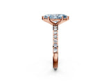 Rose gold Fancy Blue Marquise  Cut Diamond Solitaire with Pave Band and Four-Prong Setting 3