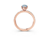 Rose gold Fancy Blue Marquise  Cut Diamond Solitaire with Pave Band and Four-Prong Setting 4