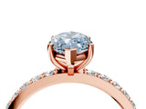 Rose gold Fancy Blue Marquise  Cut Diamond Solitaire with Pave Band and Four-Prong Setting 5