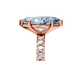 Rose gold Fancy Blue Marquise  Cut Diamond Solitaire with Pave Band and Four-Prong Setting