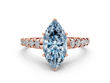 Rose gold Fancy Blue Marquise  Cut Diamond Solitaire with Pave Band and Four-Prong Setting_130