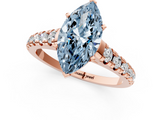Rose gold Fancy Blue Marquise  Cut Diamond Solitaire with Pave Band and Four-Prong Setting_131