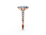 Rose gold Fancy Blue Marquise  Cut Diamond Solitaire with Pave Band and Four-Prong Setting_132