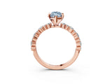 Rose gold Fancy Blue Marquise Cut Diamond Solitaire with Side Stones, Pave Band, Four-Prong Setting_109
