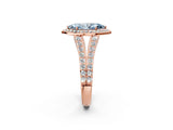 Rose gold Fancy Blue Marquise Cut Diamond Split Shank Halo Ring with Four-Prong Setting_47