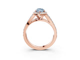 Rose gold Fancy Blue Marquise Cut Diamond Split Shank Halo Ring with Four-Prong Setting_48