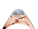 Rose gold Fancy Blue Marquise Cut Diamond Split Shank Halo Ring with Four-Prong Setting_49