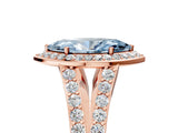 Rose gold Fancy Blue Marquise Cut Diamond Split Shank Halo Ring with Four-Prong Setting_50