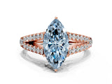 Rose gold Fancy Blue Marquise Cut Diamond Split Shank Pavé Engagement Ring with Four-Prong Setting_81