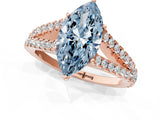 Rose gold Fancy Blue Marquise Cut Diamond Split Shank Pavé Engagement Ring with Four-Prong Setting_82