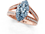 Rose gold Fancy Blue Marquise Cut Diamond Split Shank Ring with Pavé Band and Four-Prong Setting_45