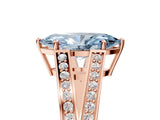 Rose gold Fancy Blue Marquise Cut Diamond Split Shank Ring with Pavé Band and Four-Prong Setting_49