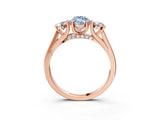Rose gold Fancy Blue Marquise Cut Diamond Three-Stone Engagement Ring with Prong Setting and Pavé Band_3