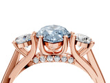 Rose gold Fancy Blue Marquise Cut Diamond Three-Stone Engagement Ring with Prong Setting and Pavé Band_4