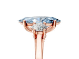 Rose gold Fancy Blue Marquise Cut Diamond Three-Stone Engagement Ring with Prong Setting and Pavé Band_5