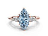 Rose gold Fancy Blue Marquise Cut Diamond Three-Stone Ring with Pear Side Stones and Four-Prong Setting_60