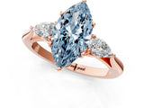 Rose gold Fancy Blue Marquise Cut Diamond Three-Stone Ring with Pear Side Stones and Four-Prong Setting_61