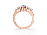 Rose gold Fancy Blue Marquise Cut Diamond Three-Stone Ring with Prong Setting and Classic Band_130