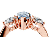 Rose gold Fancy Blue Marquise Cut Diamond Three-Stone Ring with Prong Setting and Classic Band_131