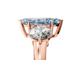 Rose gold Fancy Blue Marquise Cut Diamond Three-Stone Ring with Prong Setting and Classic Band_132