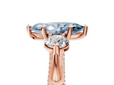 Rose gold Fancy Blue Marquise Cut Diamond Three-Stone Ring with Prong Setting and Pavé Band_5
