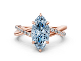 Rose gold Fancy Blue Marquise  Cut Diamond Twist Band Solitaire with Prong Setting_38