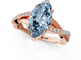 Rose gold Fancy Blue Marquise  Cut Diamond Twisted Band Engagement Ring with Prong Setting_4