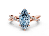 Rose gold Fancy Blue Marquise  Cut Diamond Twisted Band with Pavé Setting and Four-Prong Setting_20