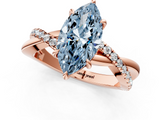 Rose gold Fancy Blue Marquise  Cut Diamond Twisted Band with Pavé Setting and Four-Prong Setting_21