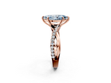 Rose gold Fancy Blue Marquise  Cut Diamond Twisted Band with Pavé Setting and Four-Prong Setting_22