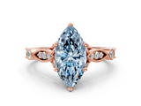 Rose gold Fancy Blue Marquise  Cut Diamond with Milgrain Marquise and Bezel Accents on a Solitaire Band with Prong Setting_212