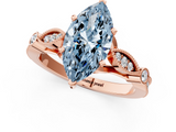 Rose gold Fancy Blue Marquise  Cut Diamond with Milgrain Marquise and Bezel Accents on a Solitaire Band with Prong Setting_213
