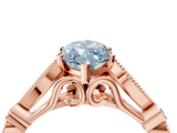 Rose gold Fancy Blue Marquise  Cut Diamond with Milgrain Marquise and Bezel Accents on a Solitaire Band with Prong Setting_216